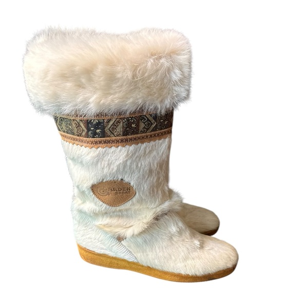 Vintage Garden Sport Italian Fur Leather Winter Boots Size 40 Made in Italy - Picture 1 of 13